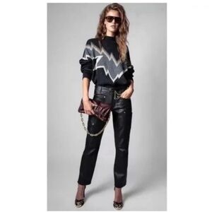 Zadig & Voltaire Black Leather Pants, Size M, NWT
